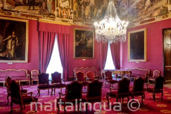 Een staat kamer in het paleis in Valletta